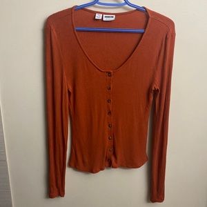 Noisy May Burnt Orange Button Front Top
